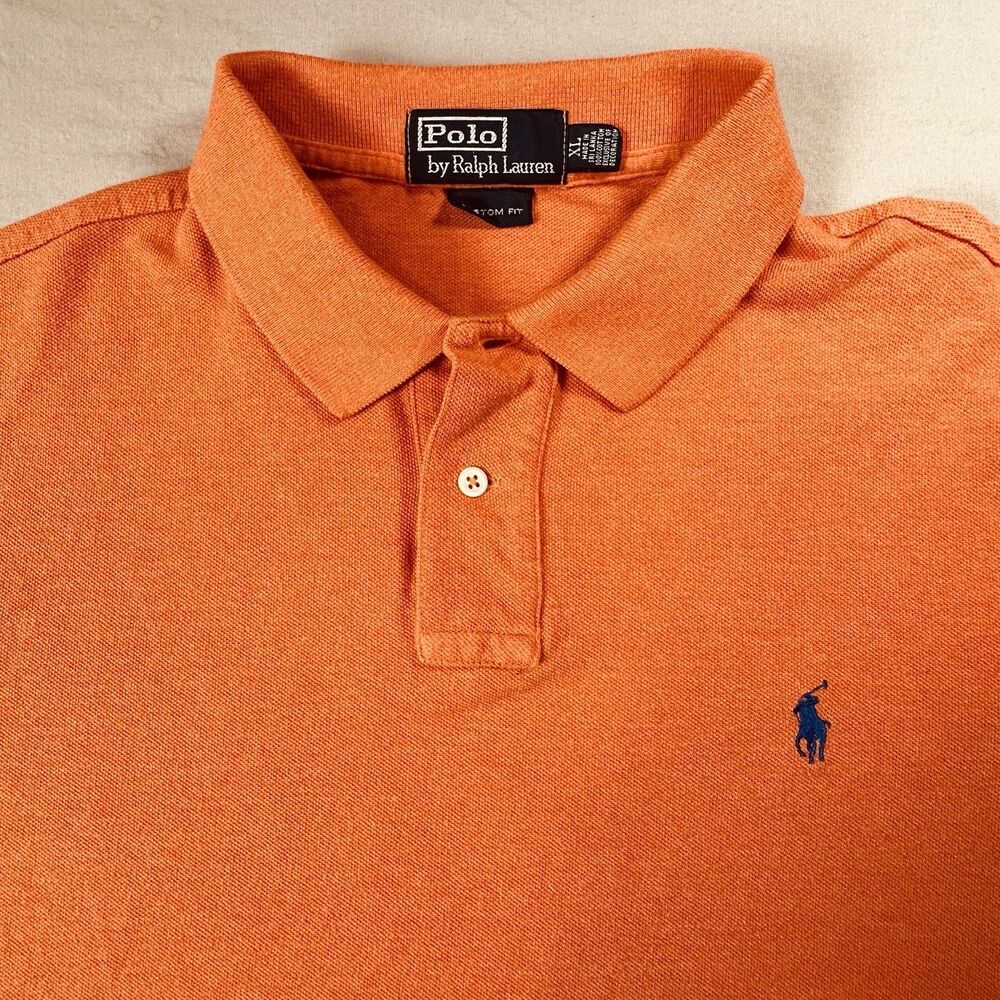 Polo Ralph Lauren Polo Short Sleeve Shirt Preppy Orange Custom Fit Men’s Size XL